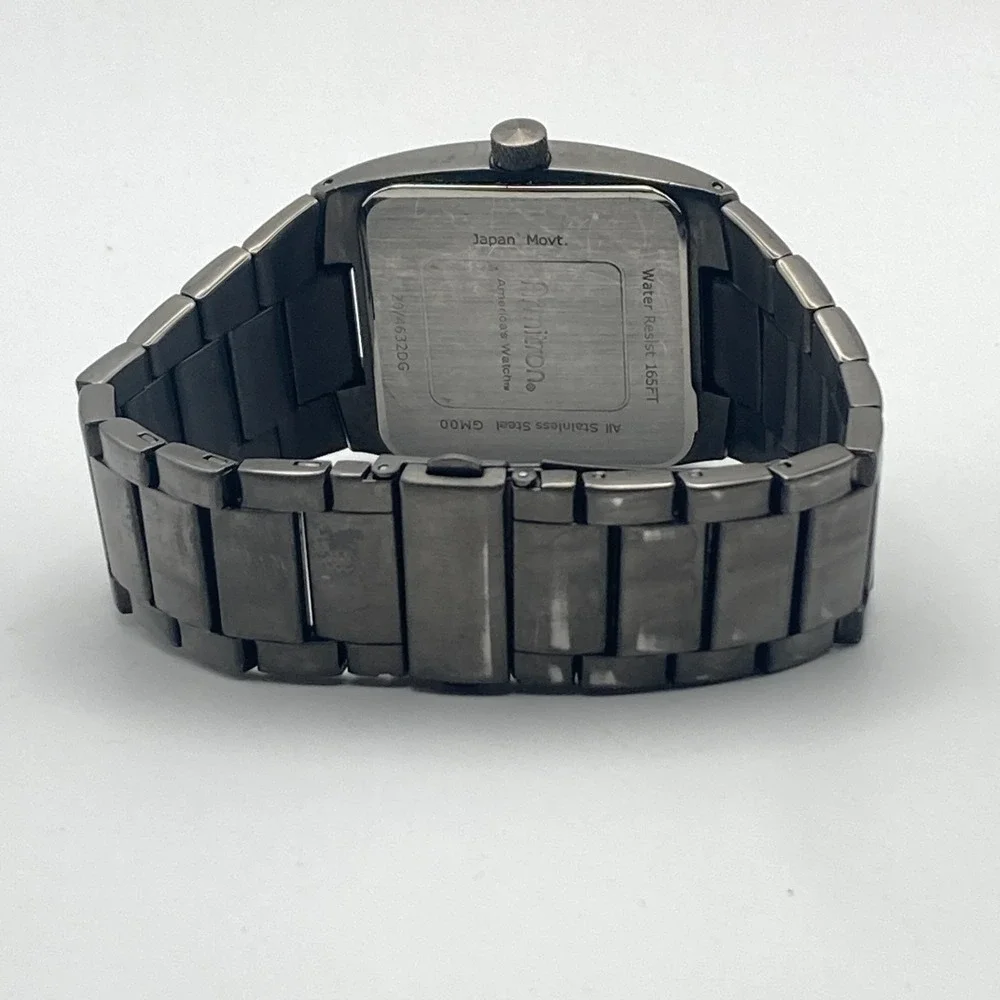 Armitron Mens Watch 39mm Gunmetal Grey Day Date Minimal 50M New Battery 7.75
